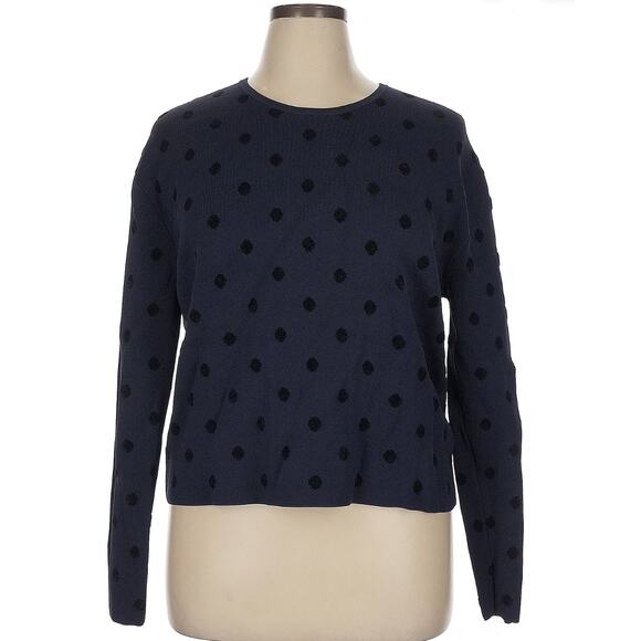 Thakoon Collective Navy Blue Polka Dot Sweater Cozy Pullover Size M - Picture 2 of 6
